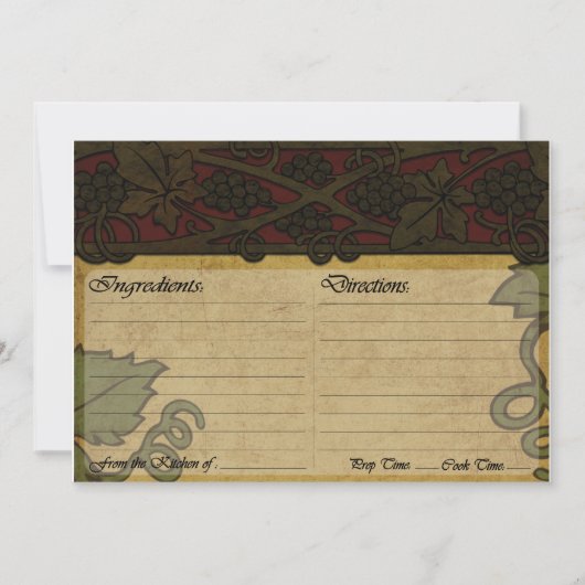 イタリアンスタイルレシピカード (正面)