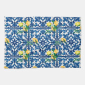 イタリアンスタイル地中海の,モザイク,ブルー,レモン, キッチンタオル (横)