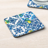 イタリアンスタイル地中海の，モザイク，ブルー，レモン， コースター (左側)