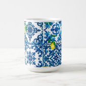 イタリアンスタイル地中海の，モザイク，ブルー，レモン， コーヒーマグカップ (中央)