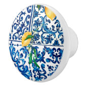 イタリアンスタイル地中海の，モザイク，ブルー，レモン， セラミックノブ (右)