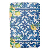 イタリアンスタイル地中海の，モザイク，ブルー，レモン， バスマット (正面縦)