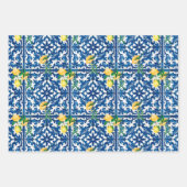 イタリアンスタイル地中海の，モザイク，ブルー，レモン， ラッピングペーパーシート (正面2)