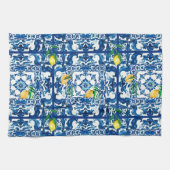 イタリアンスタイル地中海の，モザイク，青， キッチンタオル (横)