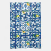 イタリアンスタイル地中海の，モザイク，青， キッチンタオル (縦)