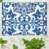 イタリアンスタイル地中海の,モザイク,青, キッチンタオル (折り畳み)