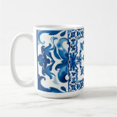 イタリアンスタイル地中海の，モザイク，青， コーヒーマグカップ (左)