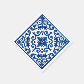 イタリアンスタイル地中海の，モザイク，青， スタンダードカクテルナプキン (角)