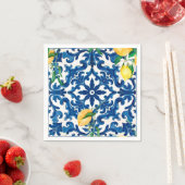 イタリアンスタイル地中海の，モザイク，青， スタンダードカクテルナプキン (インサイチュ)