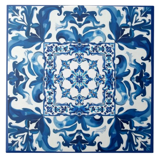 イタリアンスタイル地中海の，モザイク，青， タイル (正面)