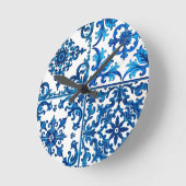 イタリアンスタイル地中海の，モザイク，青， ラウンド壁時計 (傾斜)