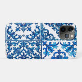 イタリアンスタイル地中海の，モザイク，青， Case-Mate iPhoneケース (裏面(横))