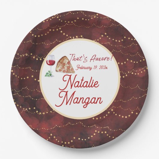 イタリアンスタイル アモーレ ブライダルシャワー ペーパープレート (正面)