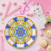 イタリアンスタイル，タイル，マジョリカオールオーバープリント ペーパープレート (パーティー)