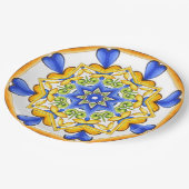 イタリアンスタイル，タイル，マジョリカオールオーバープリント ペーパープレート (アングル)