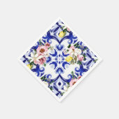 イタリアンスタイル、タイル、マジョリカ、レモンオールオーバープリント スタンダードカクテルナプキン (角)