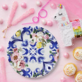 イタリアンスタイル、タイル、マジョリカ、レモンオールオーバープリント ペーパープレート (パーティー)