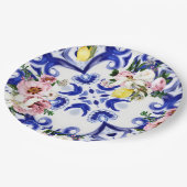 イタリアンスタイル、タイル、マジョリカ、レモンオールオーバープリント ペーパープレート (アングル)