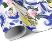 イタリアンスタイル、タイル、マジョリカ、レモンオールオーバープリント ラッピングペーパー (ロールコーナー)