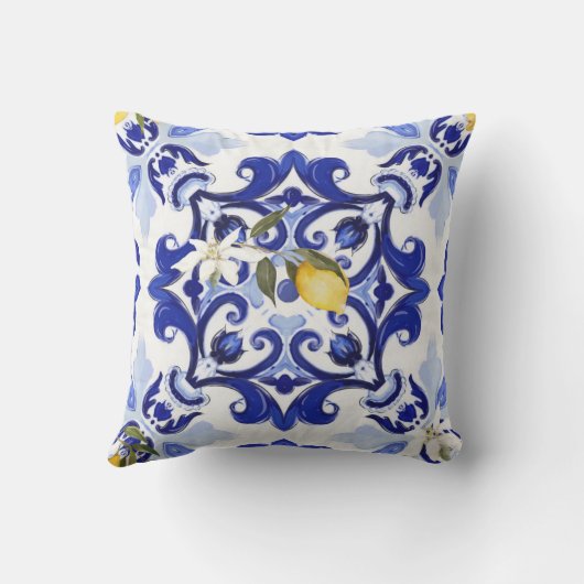 イタリアンスタイル,タイル,マジョリカ,レモン,オールオーバープリント アウトドアクッション (裏面)