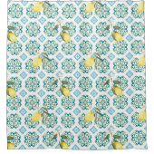 イタリアンスタイル，タイル，マジョリカ，レモン，オールオーバープリント シャワーカーテン (正面)