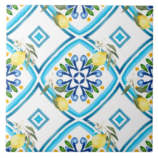 イタリアンスタイル，タイル，マジョリカ，レモン，オールオーバープリント タイル (正面)