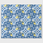 イタリアンスタイル，タイル，マジョリカ，レモン，オールオーバープリント ラッピングペーパー (フラット)