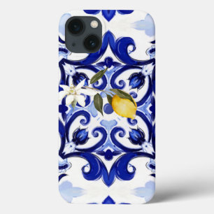 イタリアンスタイル,タイル,マジョリカ,レモン,オールオーバープリント iPhone 13ケース