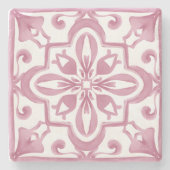 イタリアンスタイル，ピンク地中海の，タイル， ストーンコースター (正面)