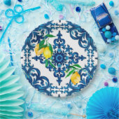 イタリアンスタイル，モザイク，ブルー，レモン， ペーパープレート (パーティー)