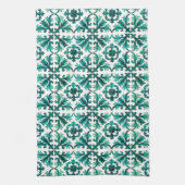 イタリアンスタイル，モザイク，緑 キッチンタオル (縦)