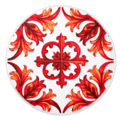 イタリアンスタイル，モザイク，赤 セラミックノブ (正面)