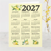 イタリアンスタイル レモン イエロー 2027年カレンダー カード (黄色い花)