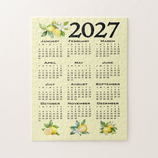 イタリアンスタイル レモン イエロー 2027年カレンダー ジグソーパズル (縦)