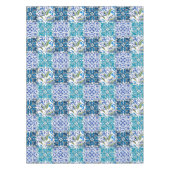 イタリアンスタイル，青いタイル         テーブルクロス (正面)