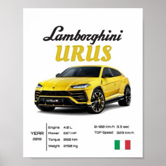 イタリアンスーパースポーツSUV ウルス 高級車プリント ポスター