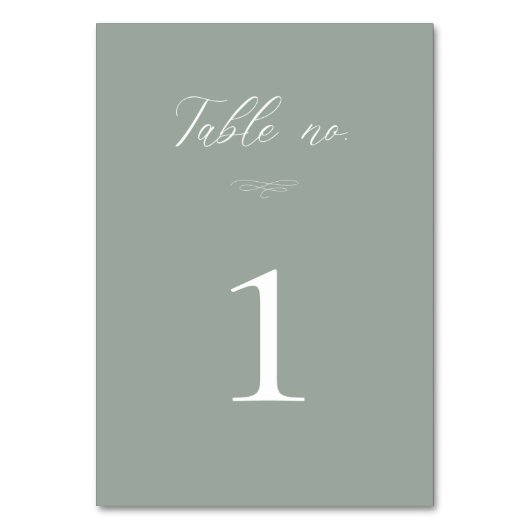 イタリアンセージグリーンウォーター結婚カラーハウス テーブルナンバー (正面)