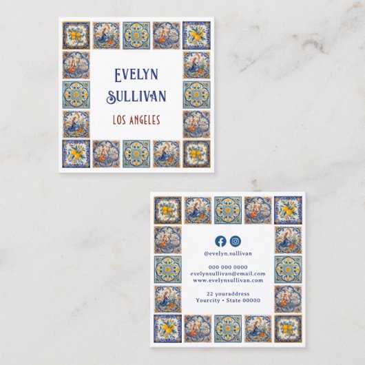 イタリアンタイル枠名刺 スクエア名刺 (正面/裏面)