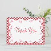 イタリアンテイストの赤チェック柄 ブライズシャワー サンキューカード (スタンド正面)