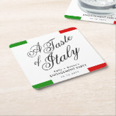 イタリアンテーマのディナー | 結婚報告パーティー スクエアペーパーコースター (アングル)