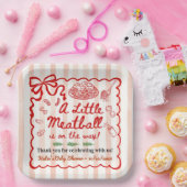 イタリアンテーマのベビーシャワー 赤いリボン ペーパープレート (パーティー)