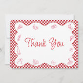 イタリアンテーマの赤チェック柄 ブライズシャワー サンキューカード (正面)