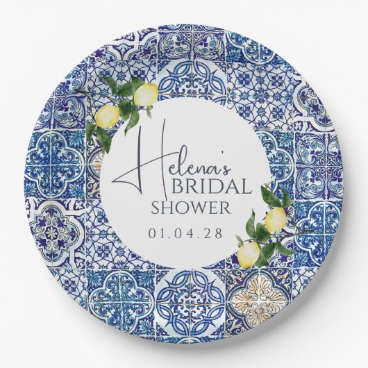 イタリアンテーマ紙プレート | エレガントブライダルシャワー ペーパープレート (正面)