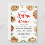 イタリアンディナーの誕生日招待状 パスタ＆ピザ 招待状 (正面)
