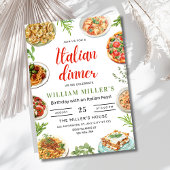 イタリアンディナーの誕生日招待状 パスタ＆ピザ 招待状