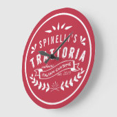 イタリアントラットリアのロゴ ラージ壁時計 (傾斜)