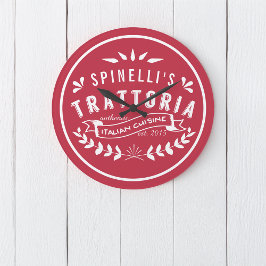 イタリアントラットリアのロゴ ラージ壁時計