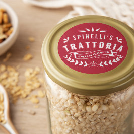 イタリアントラットリアヴィンテージレストランロゴレッド ラウンドシール