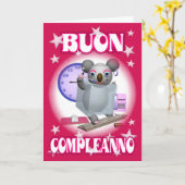 イタリアンハッピーバースデー – ブオンコンプレアンノコアラ カード (黄色い花)