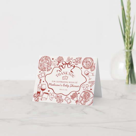 イタリアンパスタディナーパーティー感謝カード サンキューカード (正面)